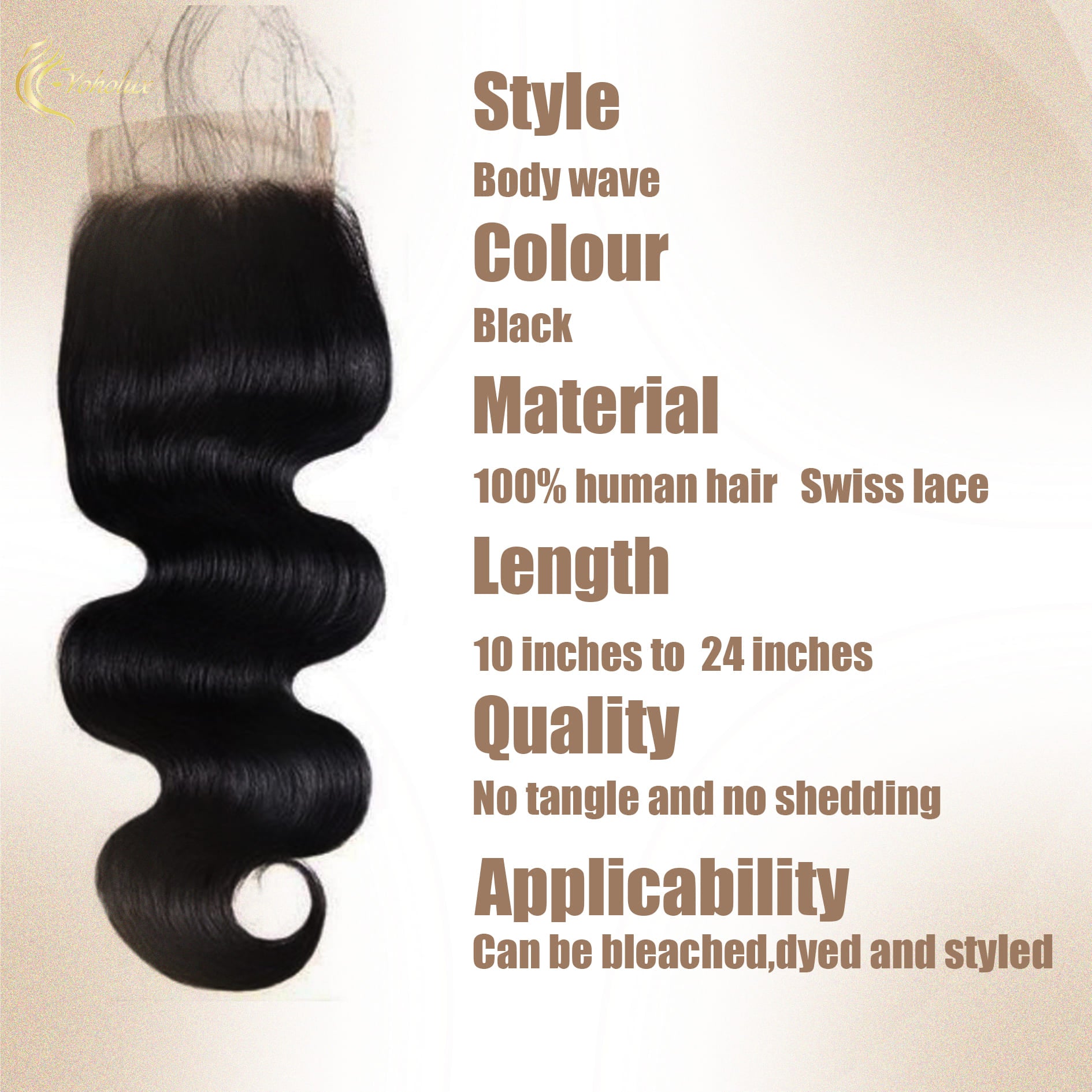 Yoholus Body Wave 4*4 Transparent Lace Closure