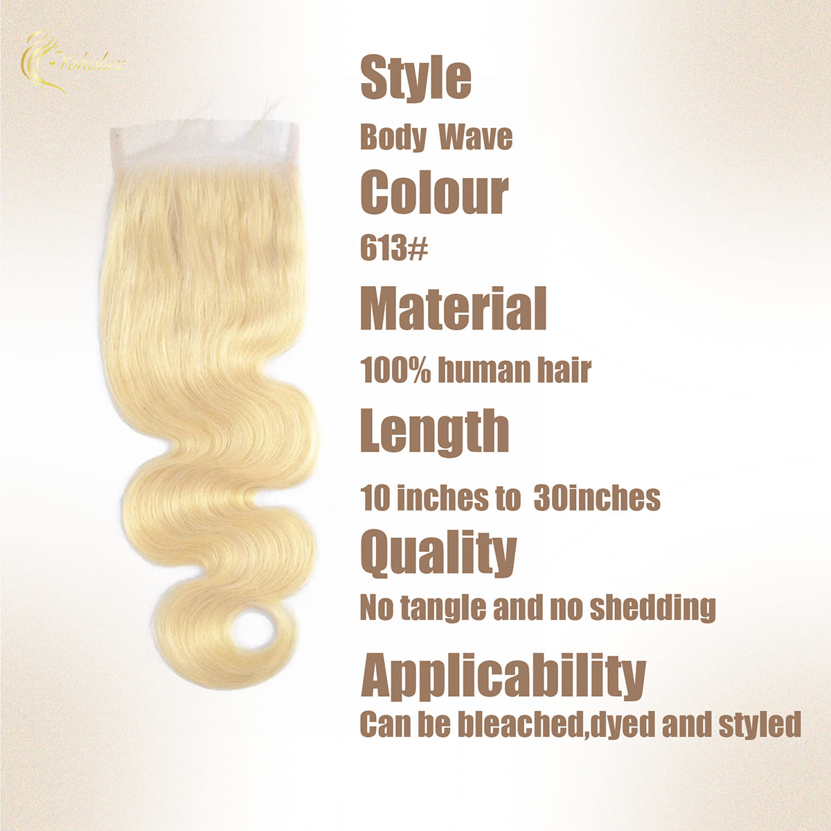 Yoholus 613 Body Wave 5*5 Lace Closure