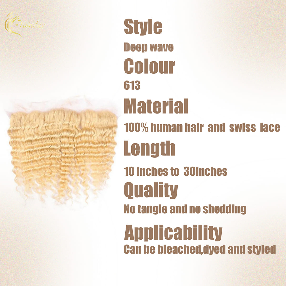 Yoholus 613 Color Deep Wave 13*4 Transparent Lace Hair Frontal