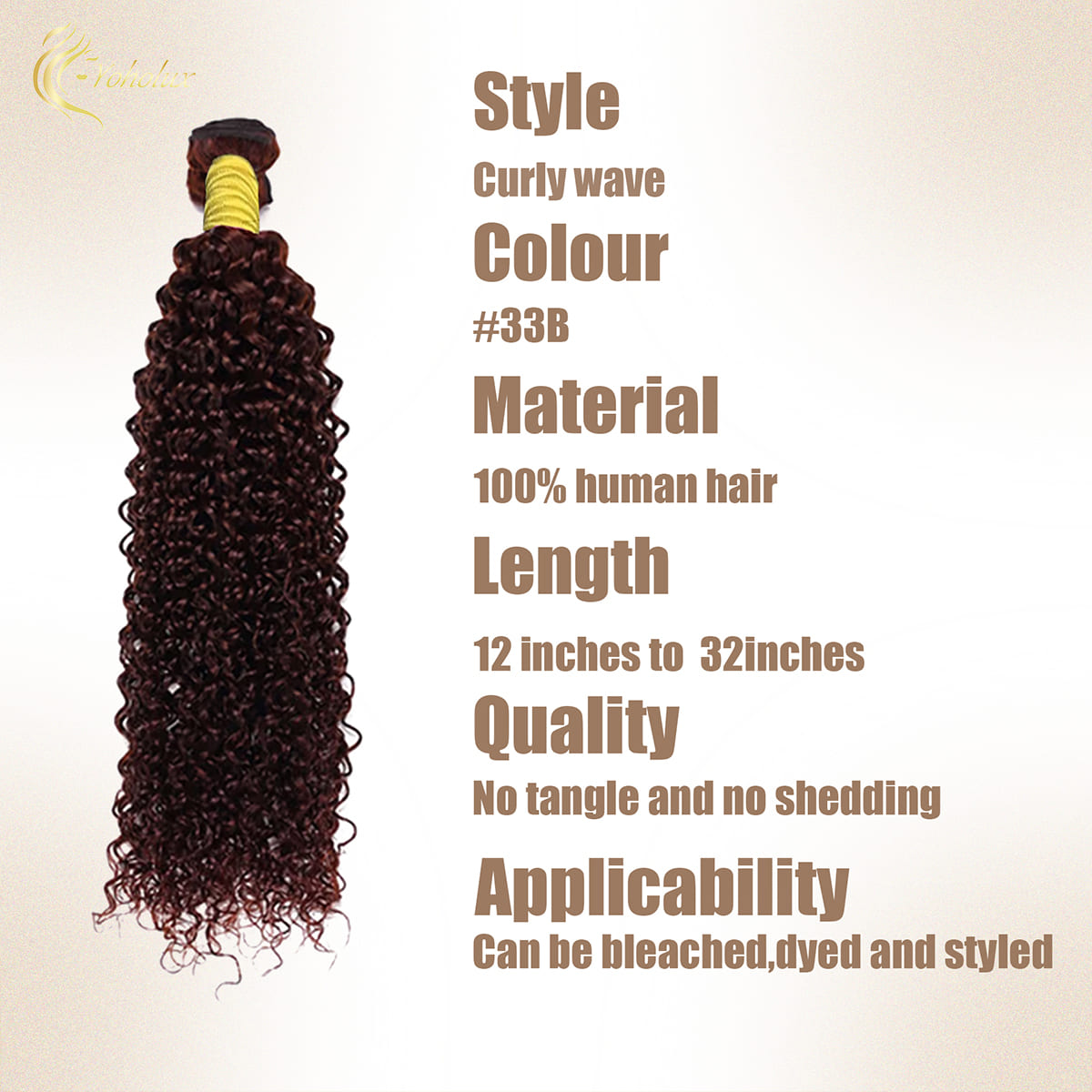 Yoholus #33B Curly Wave Hair Bundle
