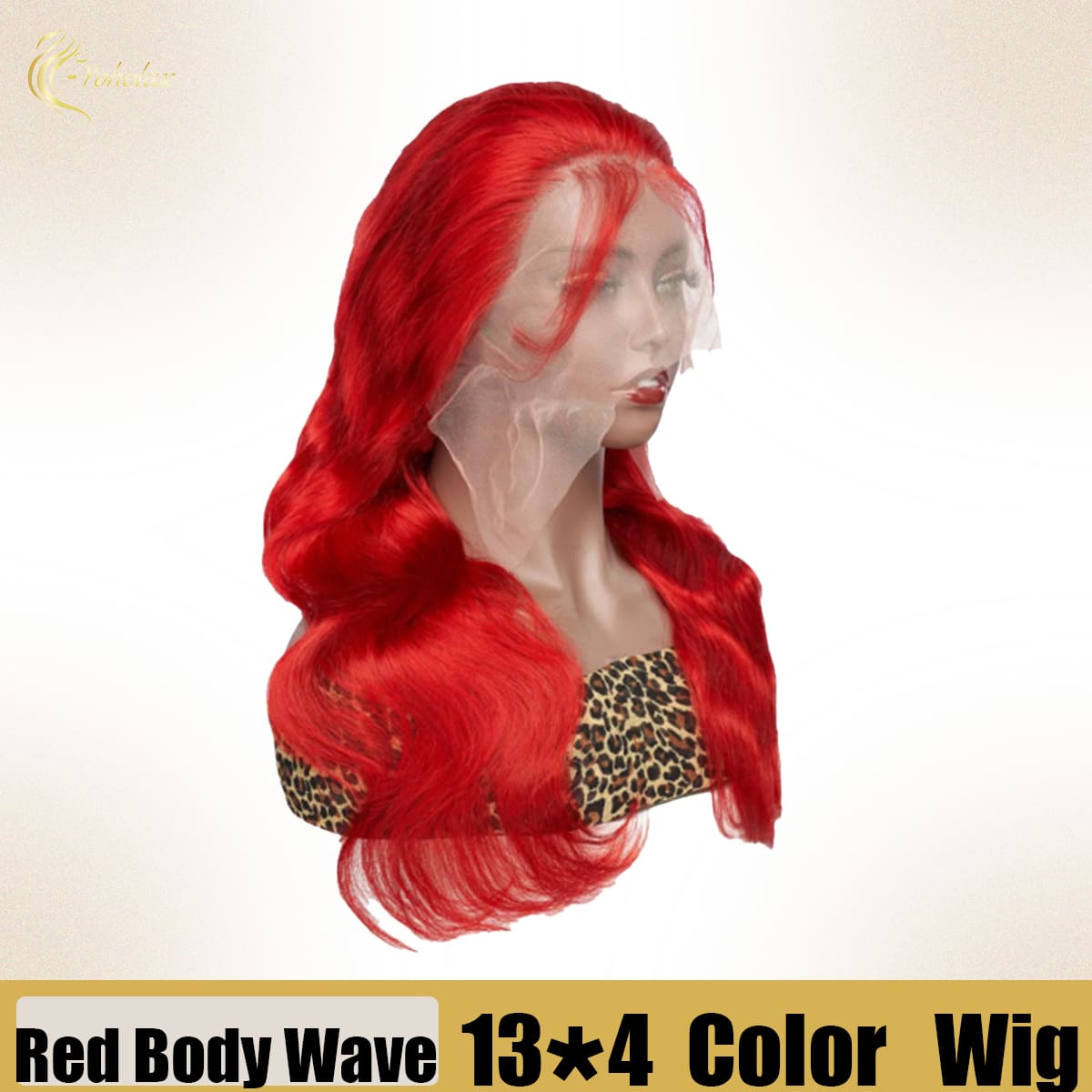 Yoholus Red Body Wave Wig with 13*4 Transparent Lace Frontal