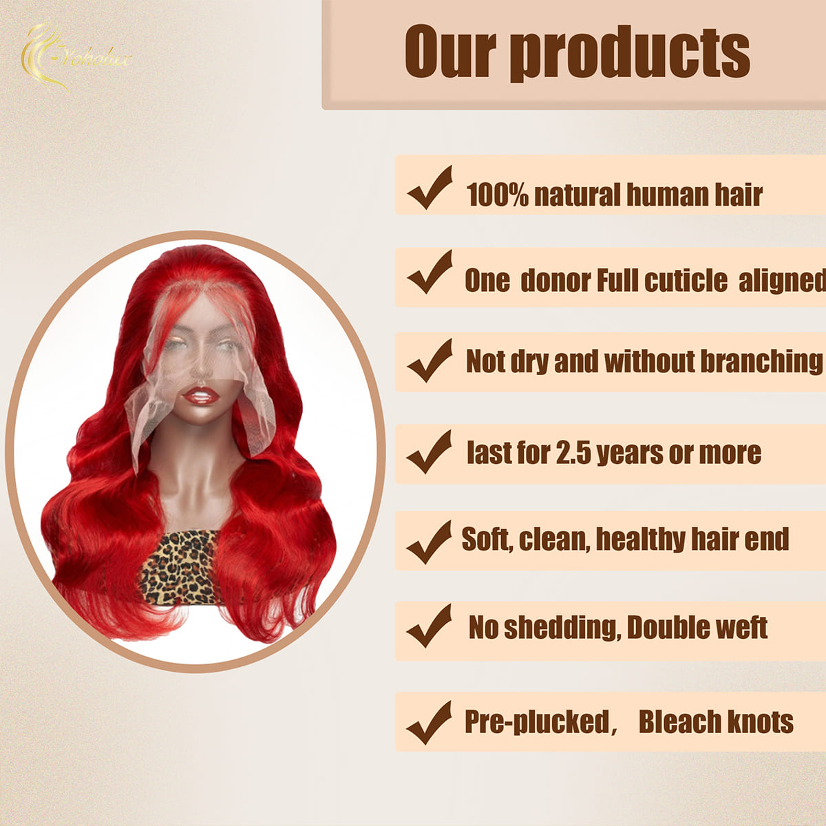 Yoholus Red Body Wave Wig with 13*4 Transparent Lace Frontal