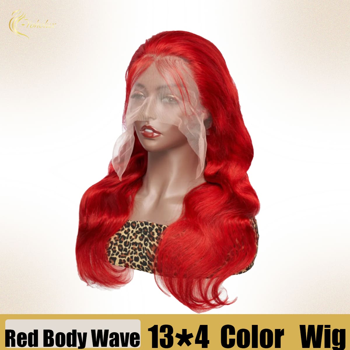 Yoholus Red Body Wave Wig with 13*4 Transparent Lace Frontal