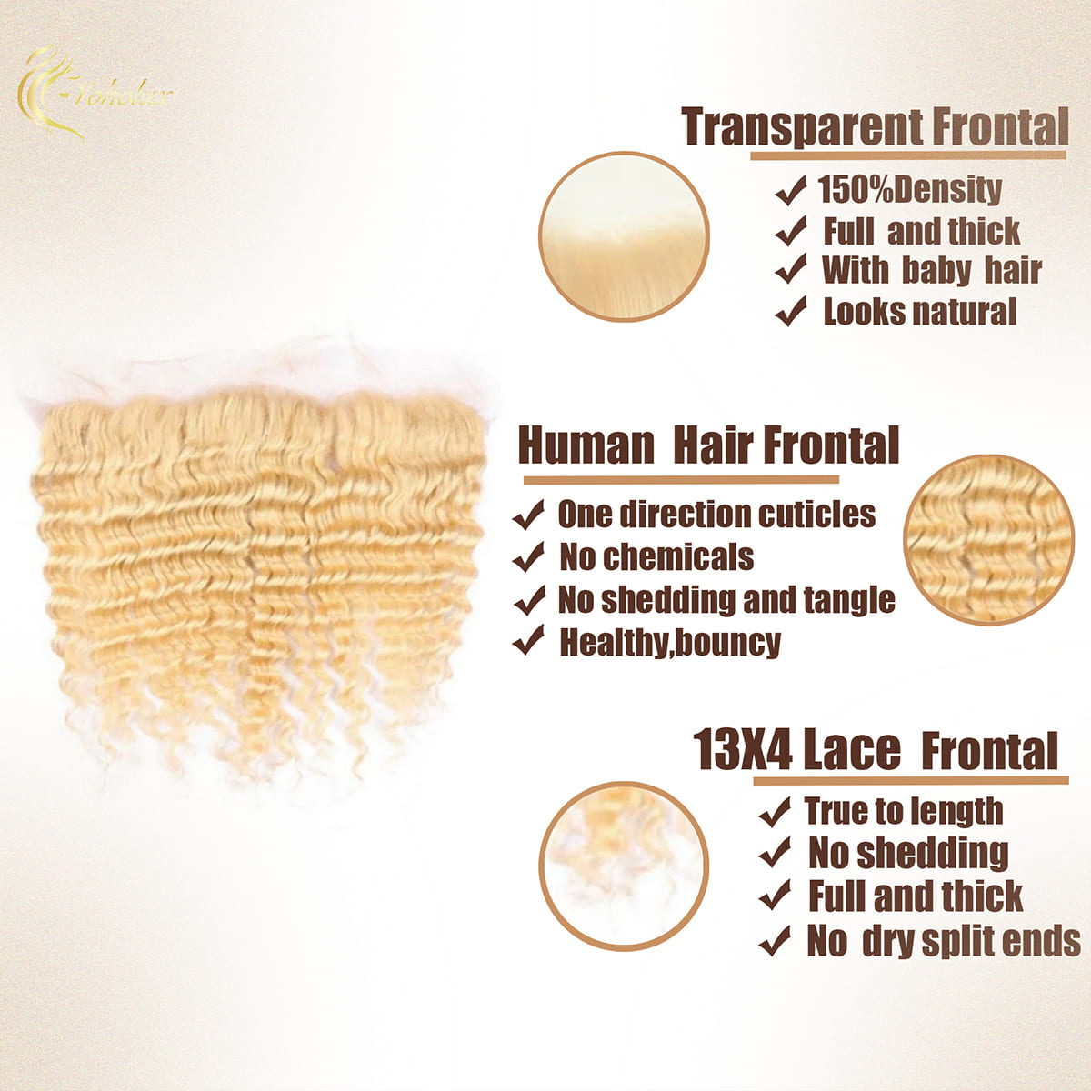 Yoholus 613 Color Deep Wave 13*4 Transparent Lace Hair Frontal