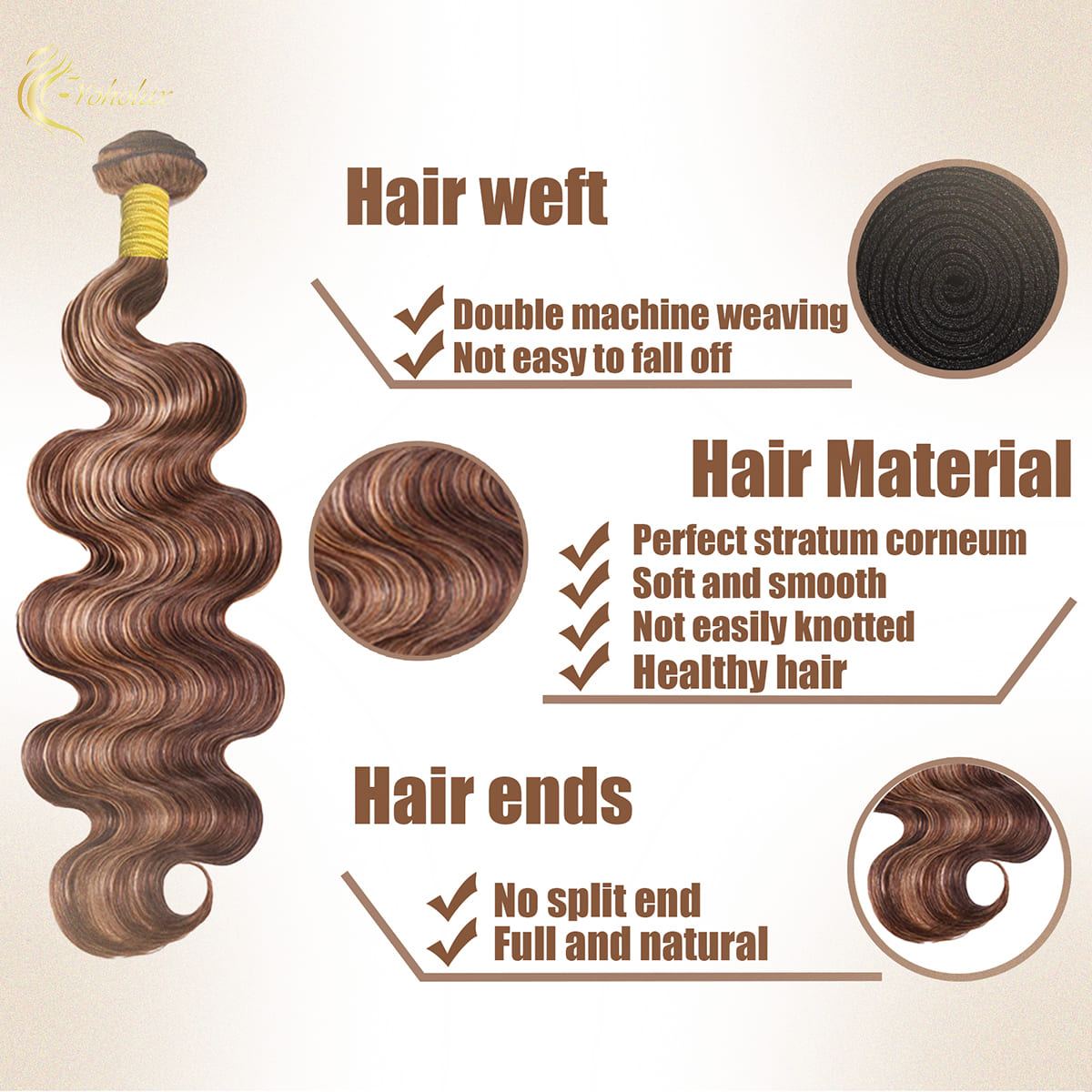 Yoholus P4-27 Body Wave Hair Bundle 100% Human Hair
