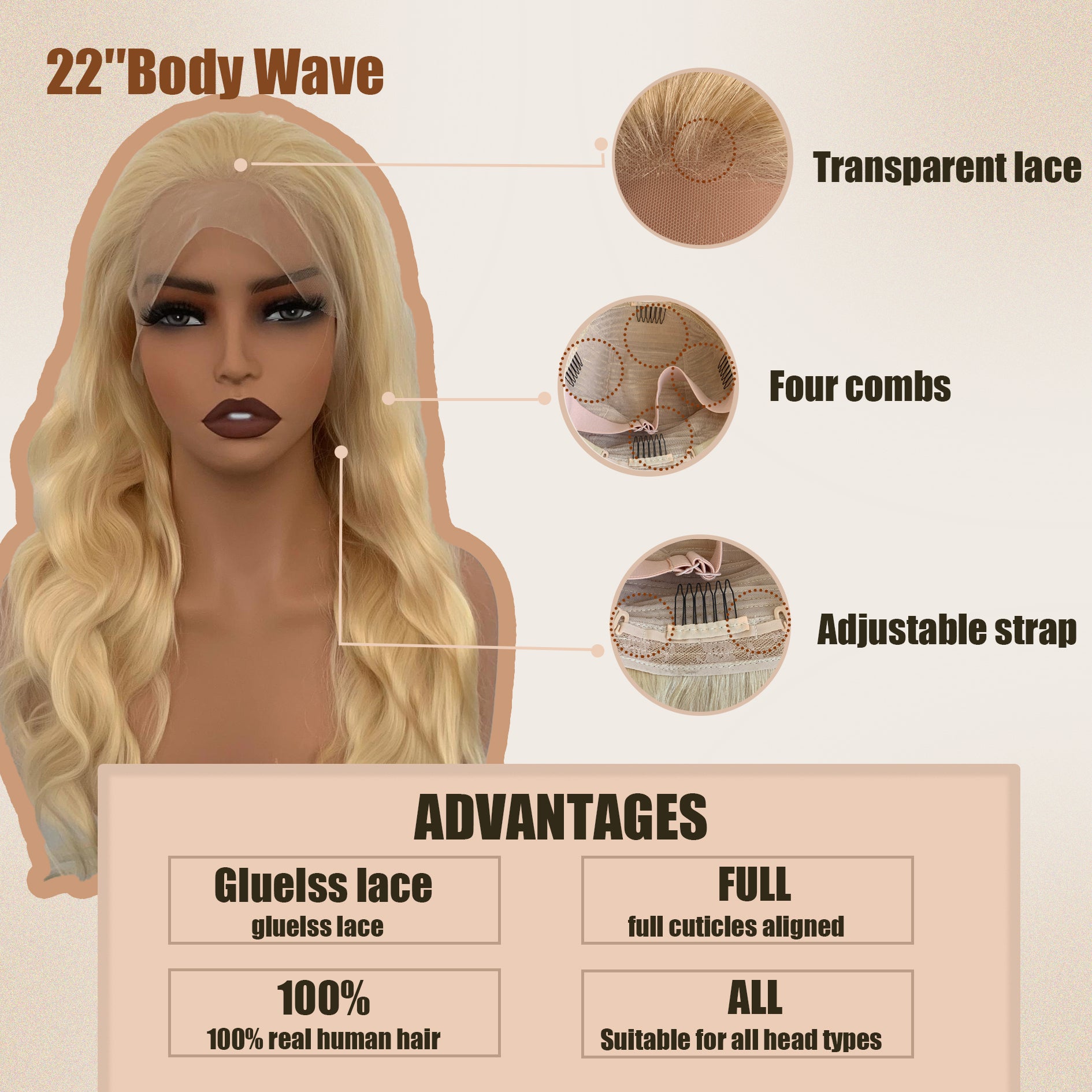 Yoholux Wig Body Wave 13*4 Transparent Lace Frontal Wig