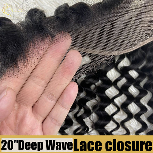 13*4 Transparent Lace Frontal Deep Waves Human Virgin Hair