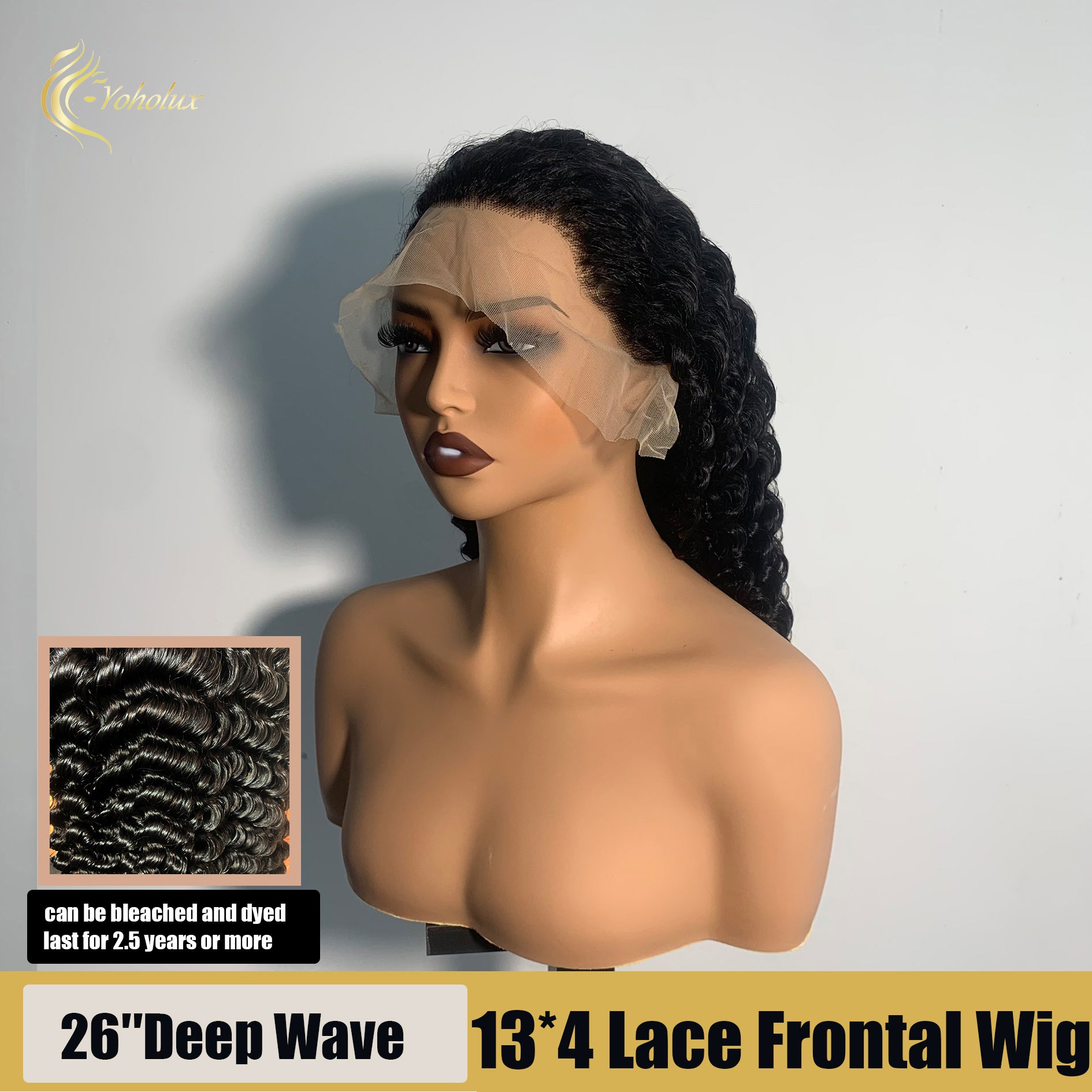 Yoholus Wig Deep Wave 13*4 Transparent Lace Frontal Wig
