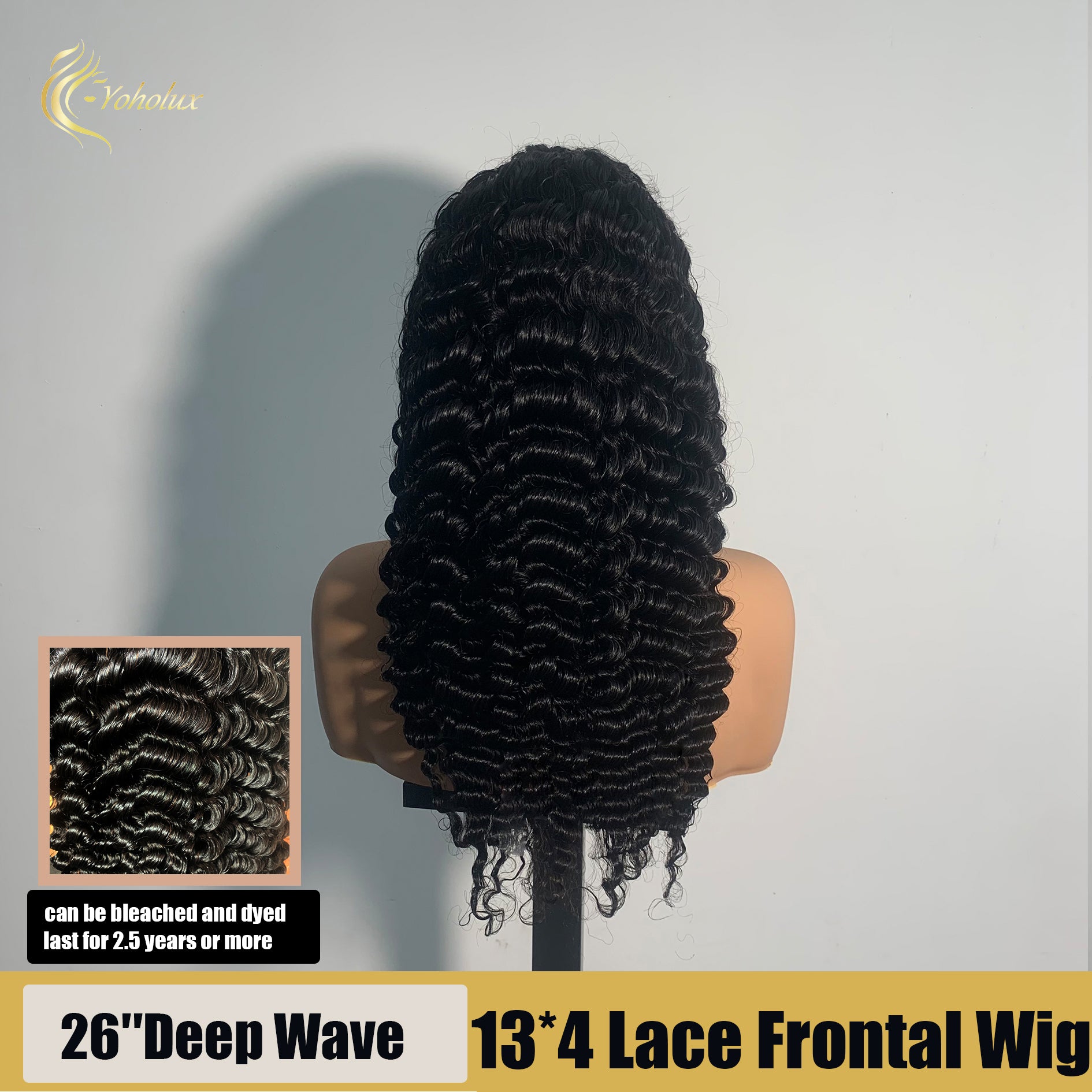 Yoholus Wig Deep Wave 13*4 Transparent Lace Frontal Wig