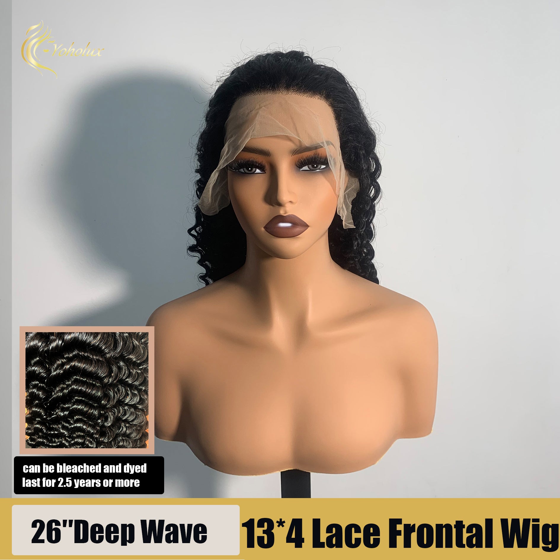 Yoholus Wig Deep Wave 13*4 Transparent Lace Frontal Wig