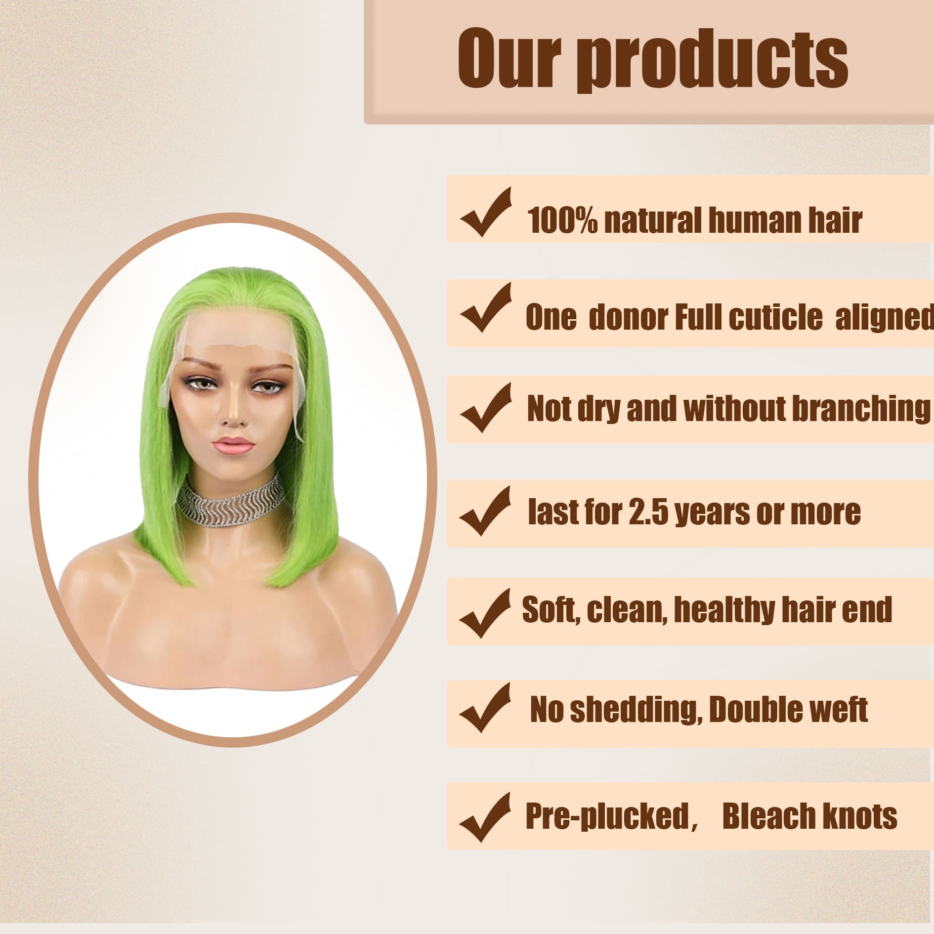 Yoholus Green Bob Wig with 13*6 Transparent Lace Frontal