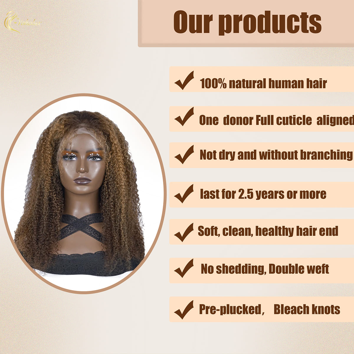 Yoholus P4-27 Kincy Curly Wig with 13*4 Transparent Lace Frontal