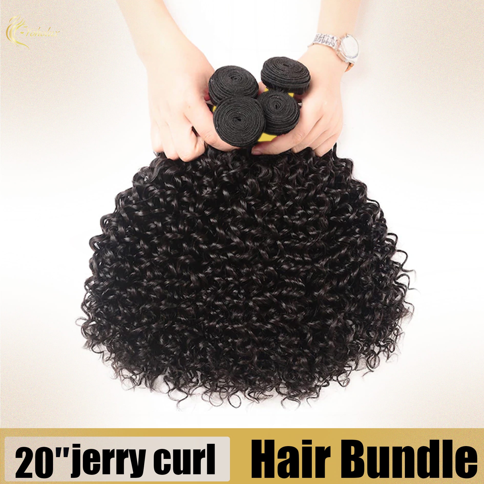Yoholus Jerry Curl Hair Bundle 100% Human Hair