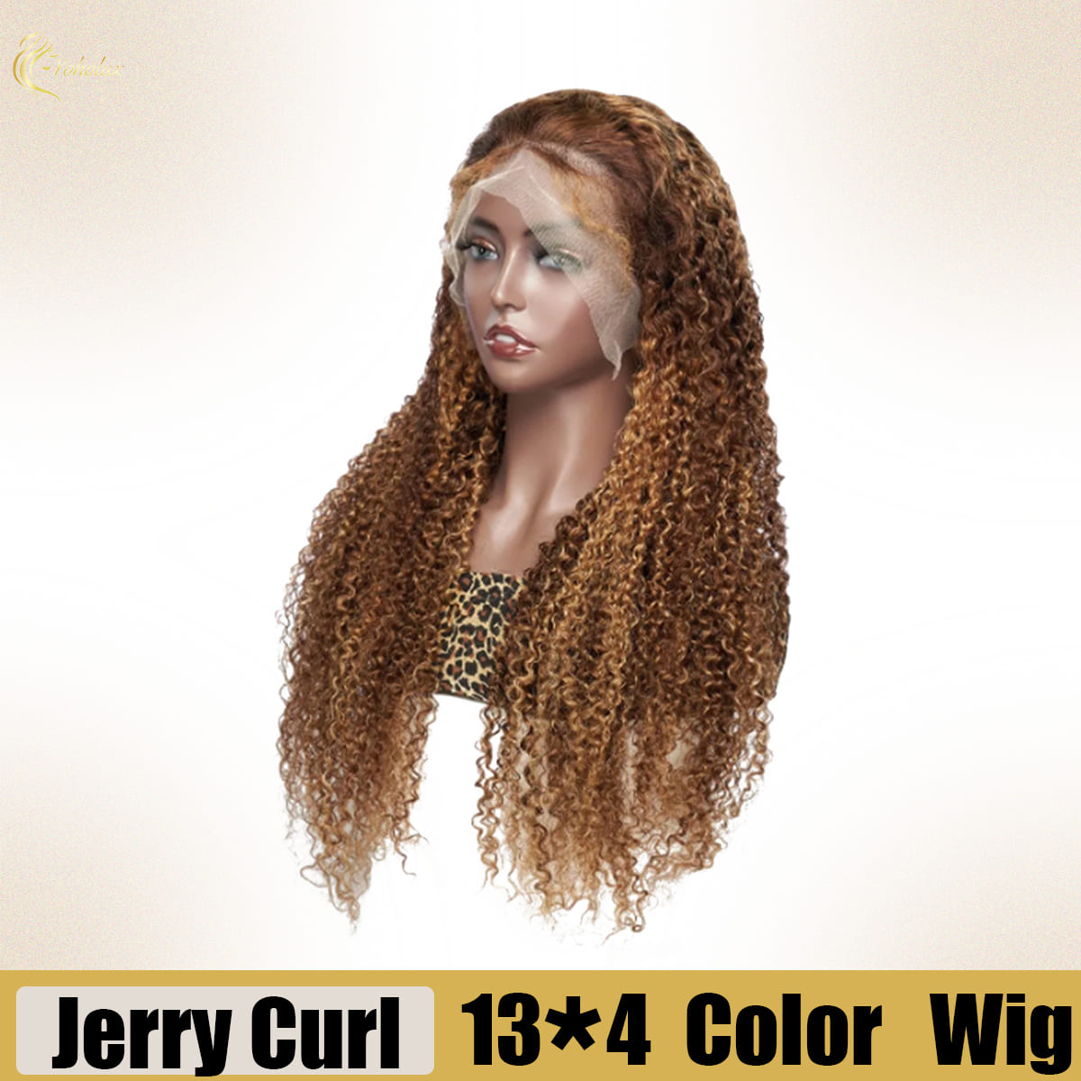 Yoholus P4-27 Jerry Curl Wig with 13*4 Transparent Lace Frontal
