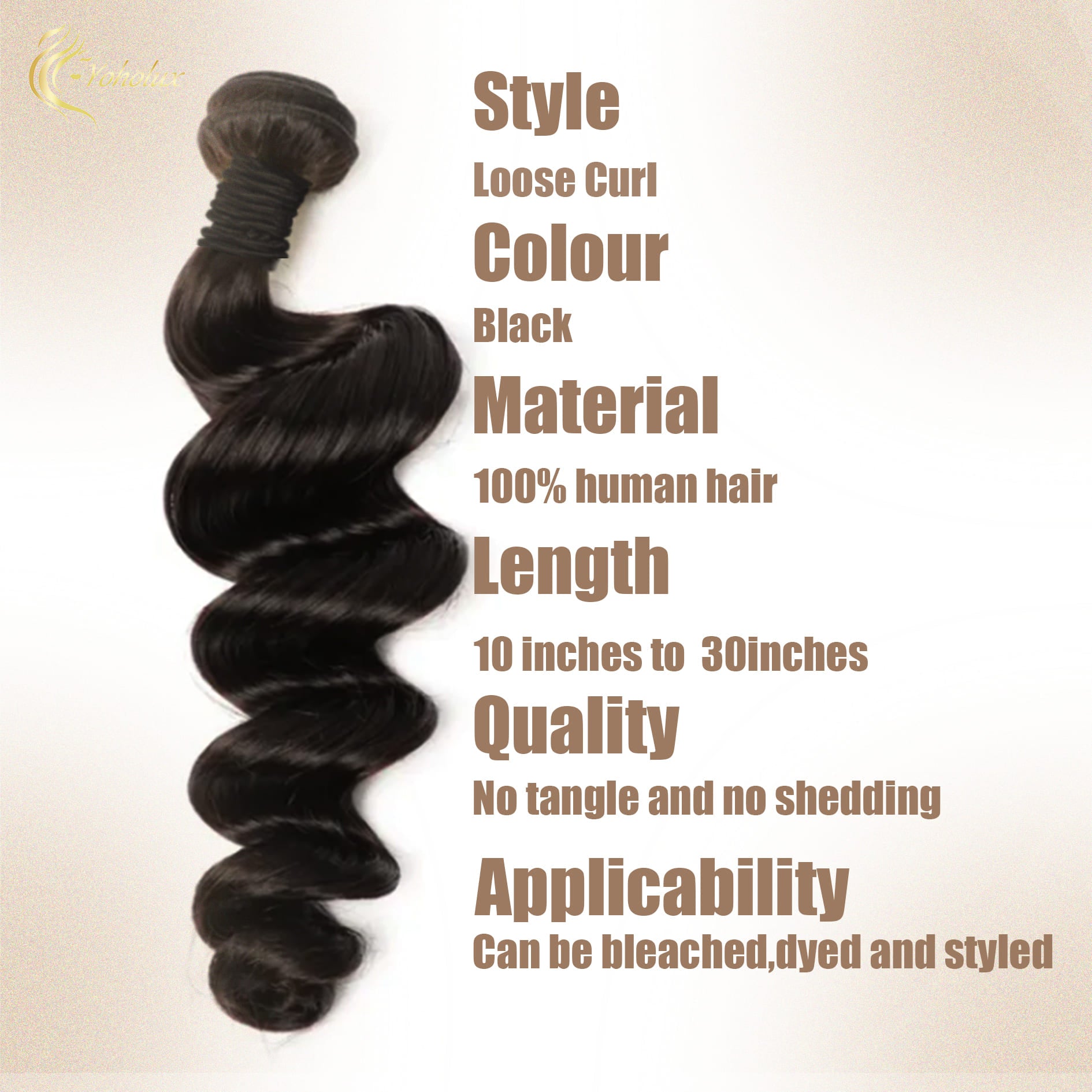 Yoholus Loose Curl Hair Bundle 100% Human Hair