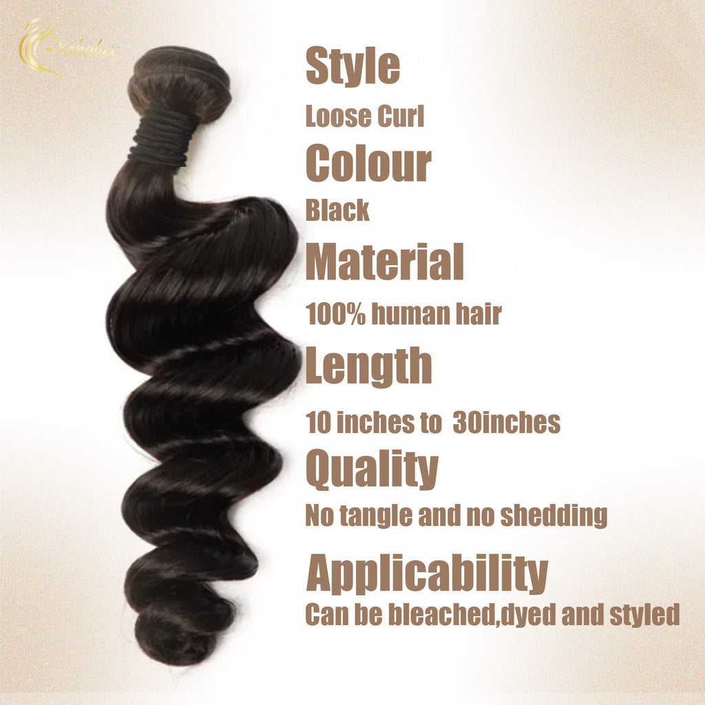 Yoholus Loose Curl Hair Bundle 100% Human Hair