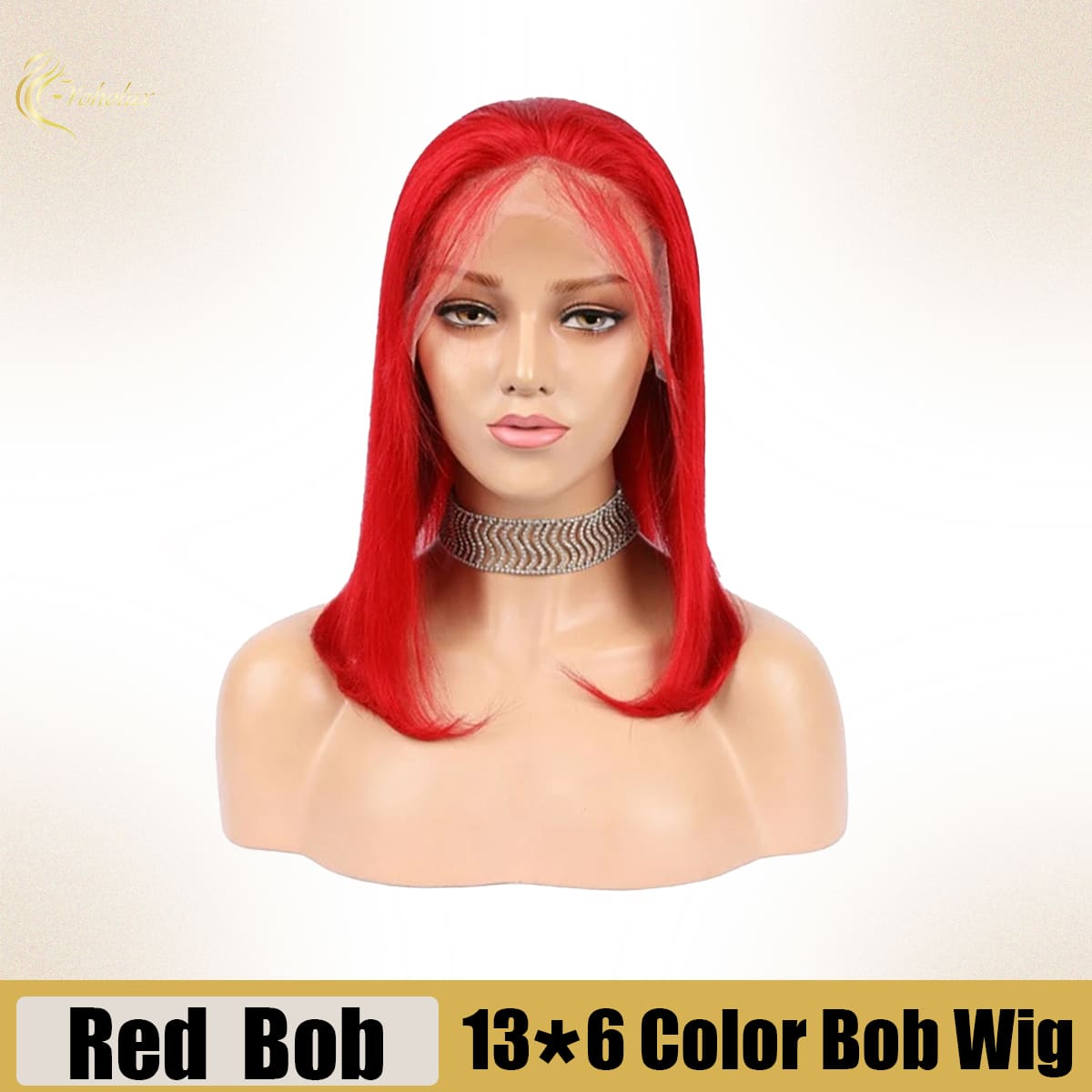 Yoholus Red Bob Wig with 13*6 Transparent Lace Frontal
