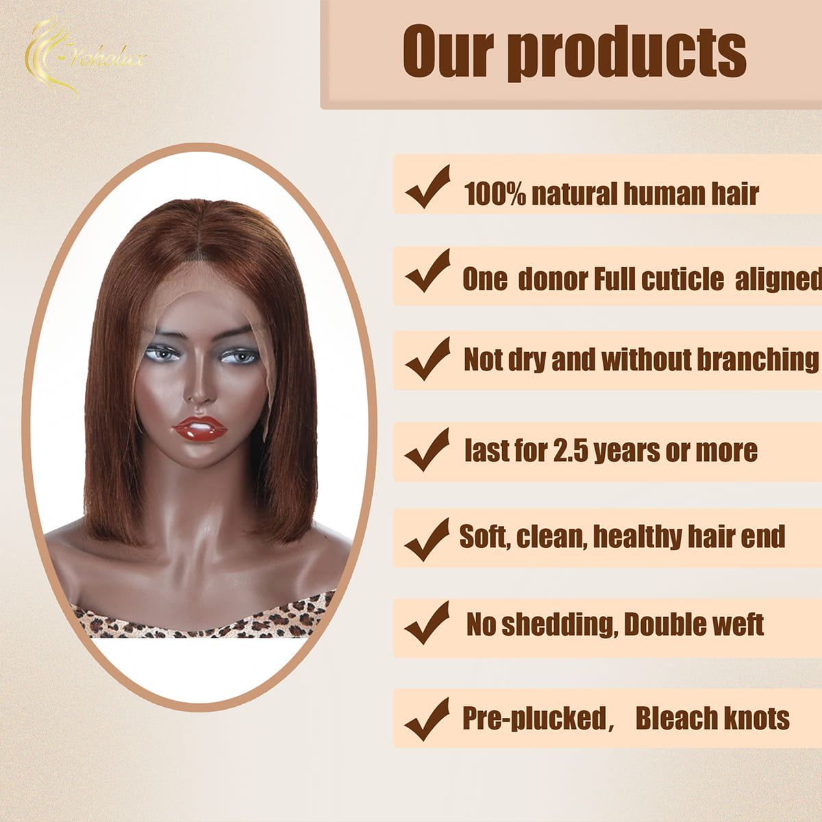 Yoholus 4# Bob Wig with 13*6 Transparent Lace Frontal