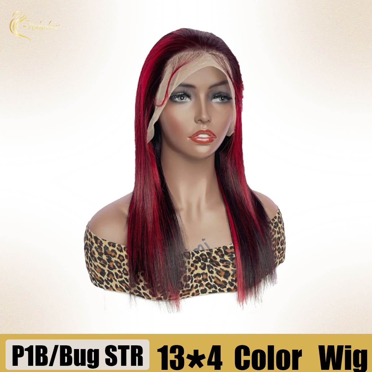 Yoholus P1b/Bug Straight Wig with 13*4 Transparent Lace Frontal