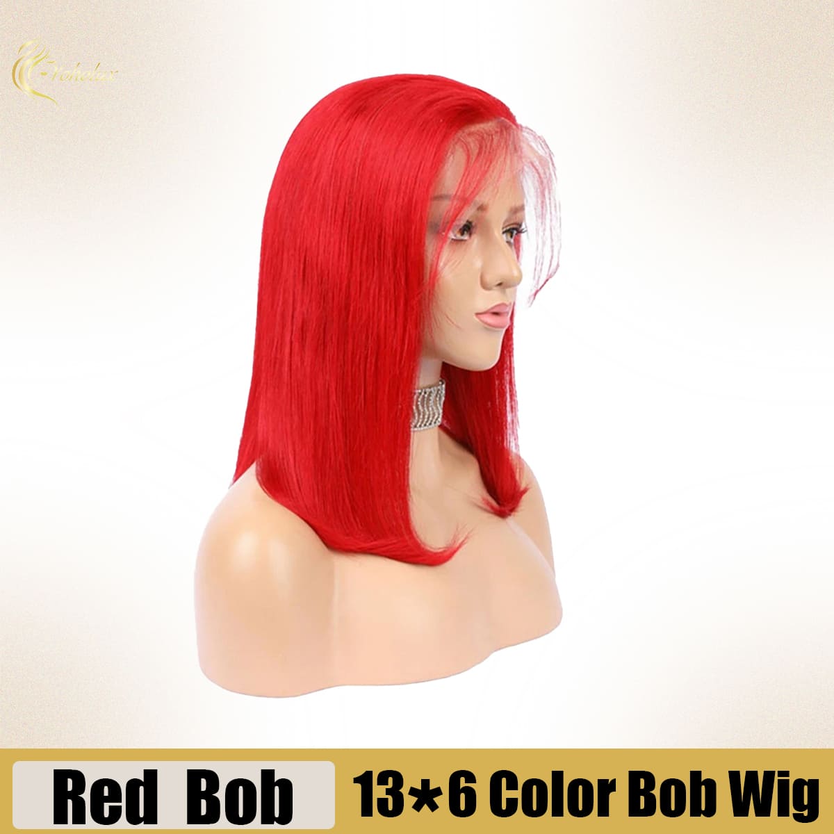 Yoholus Red Bob Wig with 13*6 Transparent Lace Frontal