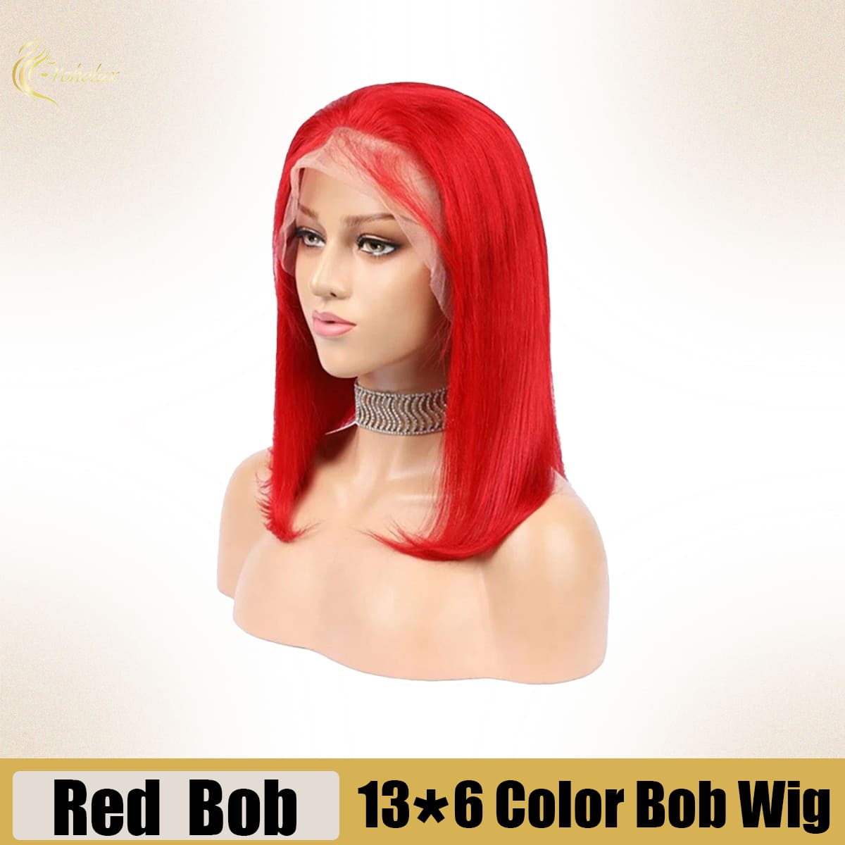 Yoholus Red Bob Wig with 13*6 Transparent Lace Frontal