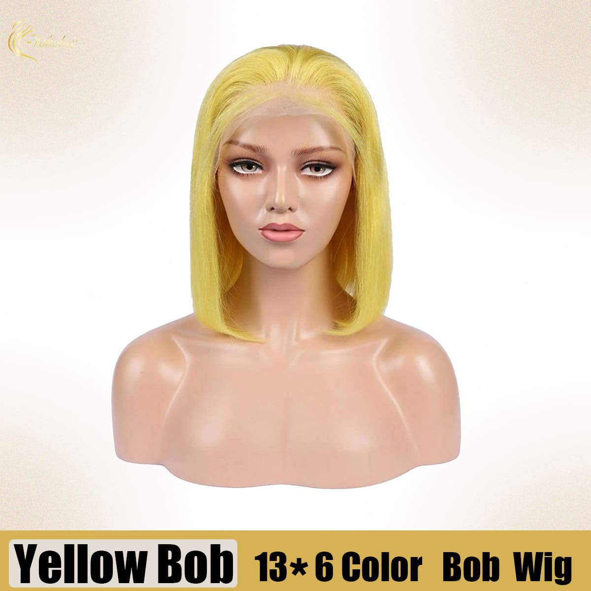 Yoholus Straight Yellow Bob Wig with 13*6 Transparent Lace