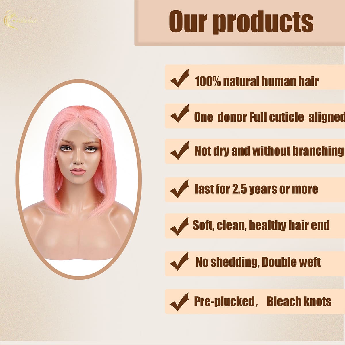 Yoholus Pink Bob Wig with 13*6 Transparent Lace Frontal