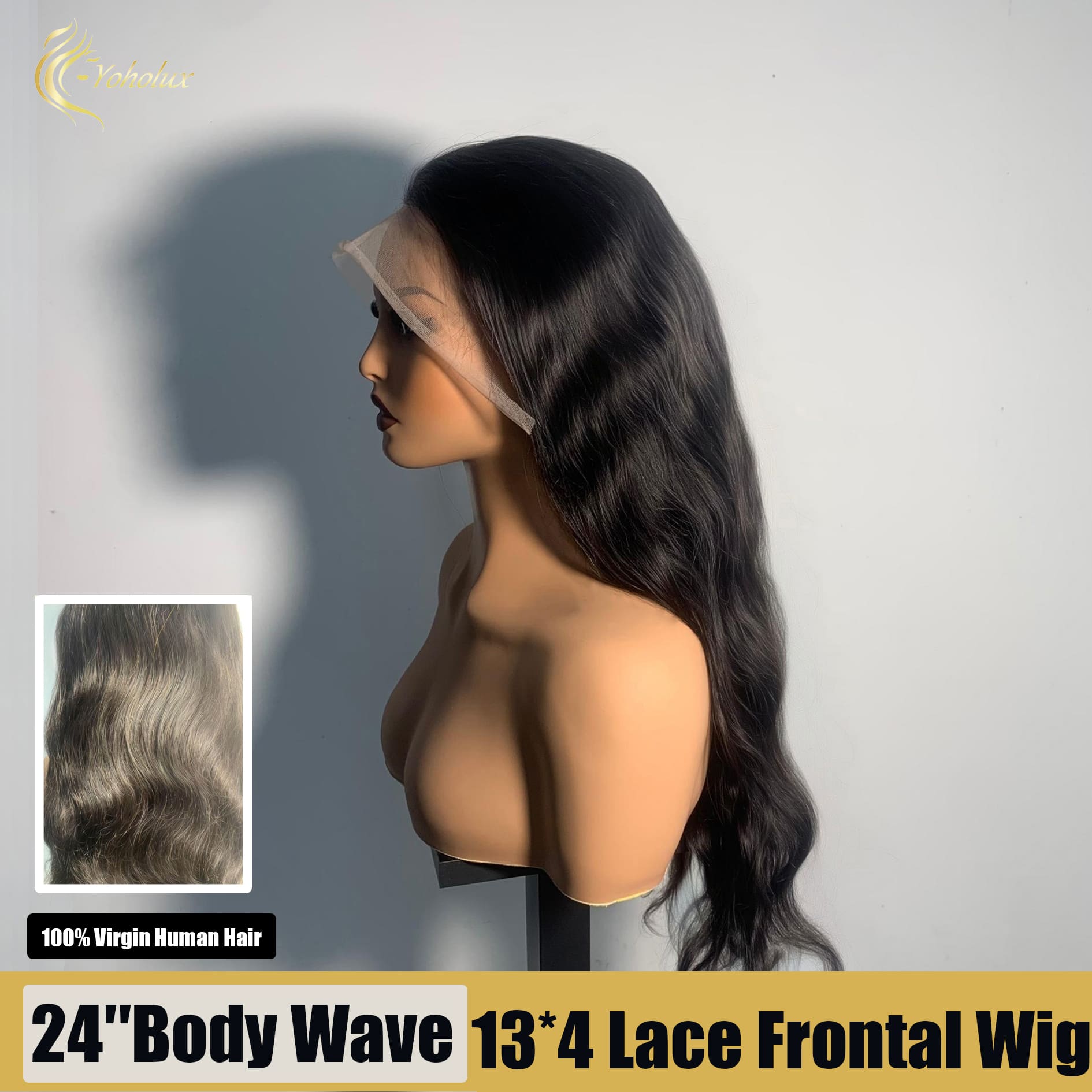 Yoholus Natural Color Body Wave Wig With 13*4 Lace Frontal