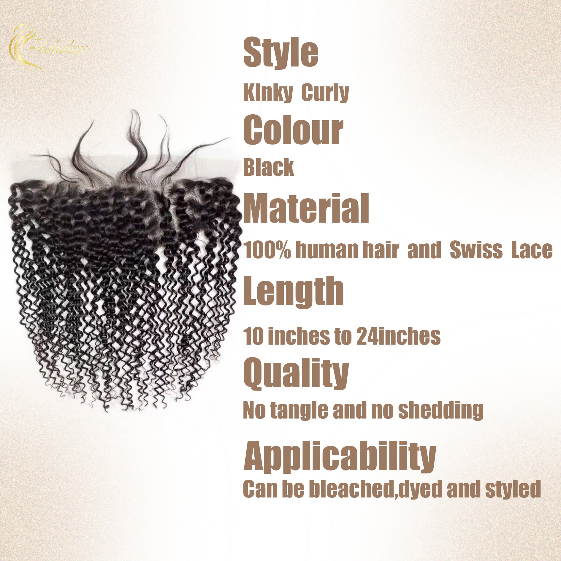Yoholus 13*4 Transparent Lace Frontal Kinky Curl Human Hair
