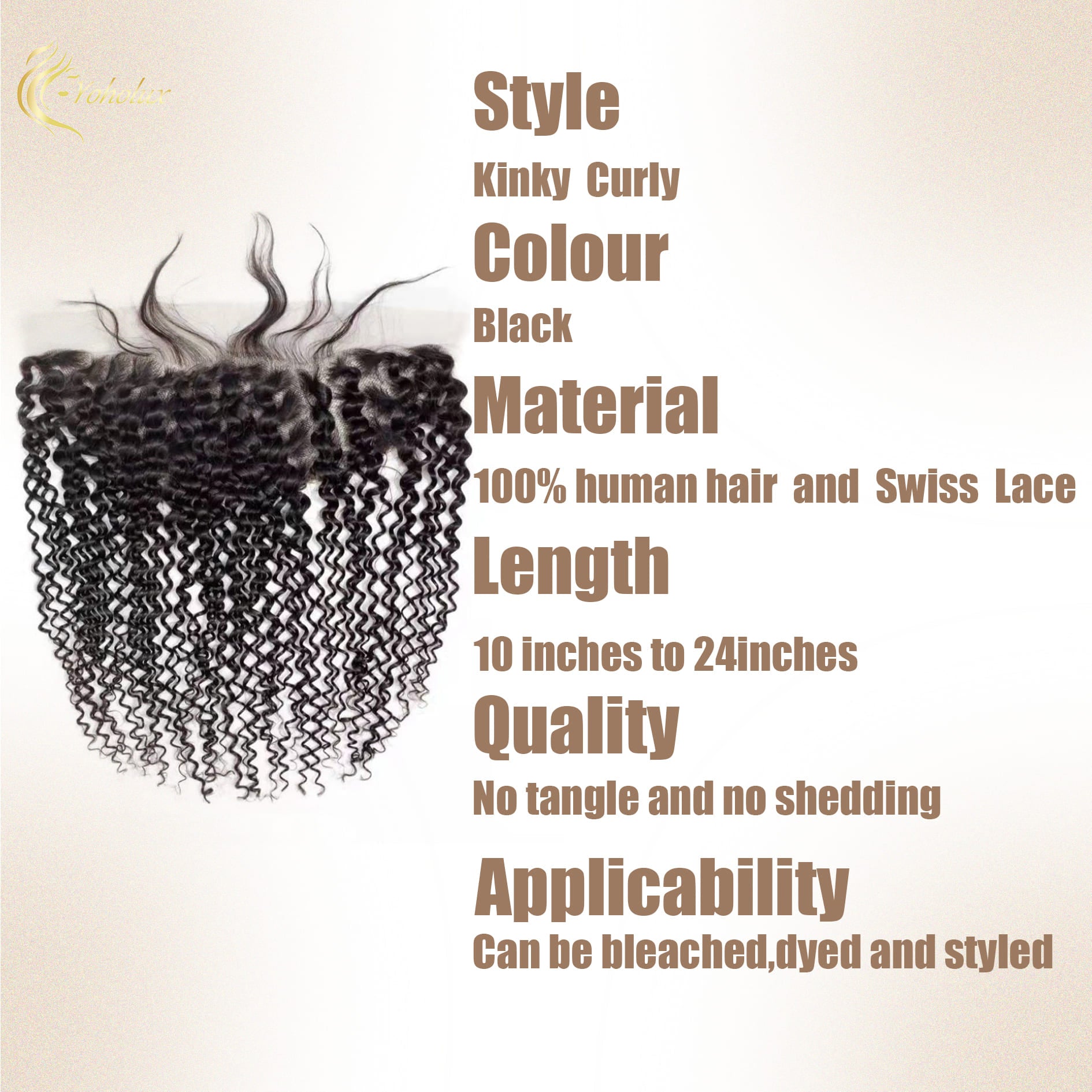 Yoholus 13*4 Transparent Lace Frontal Kinky Curl Human Hair
