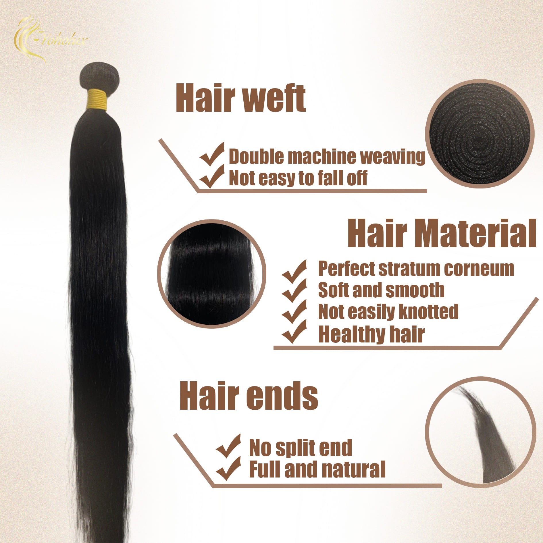 Yoholus Straight Hair Bundle 100% Human Hair