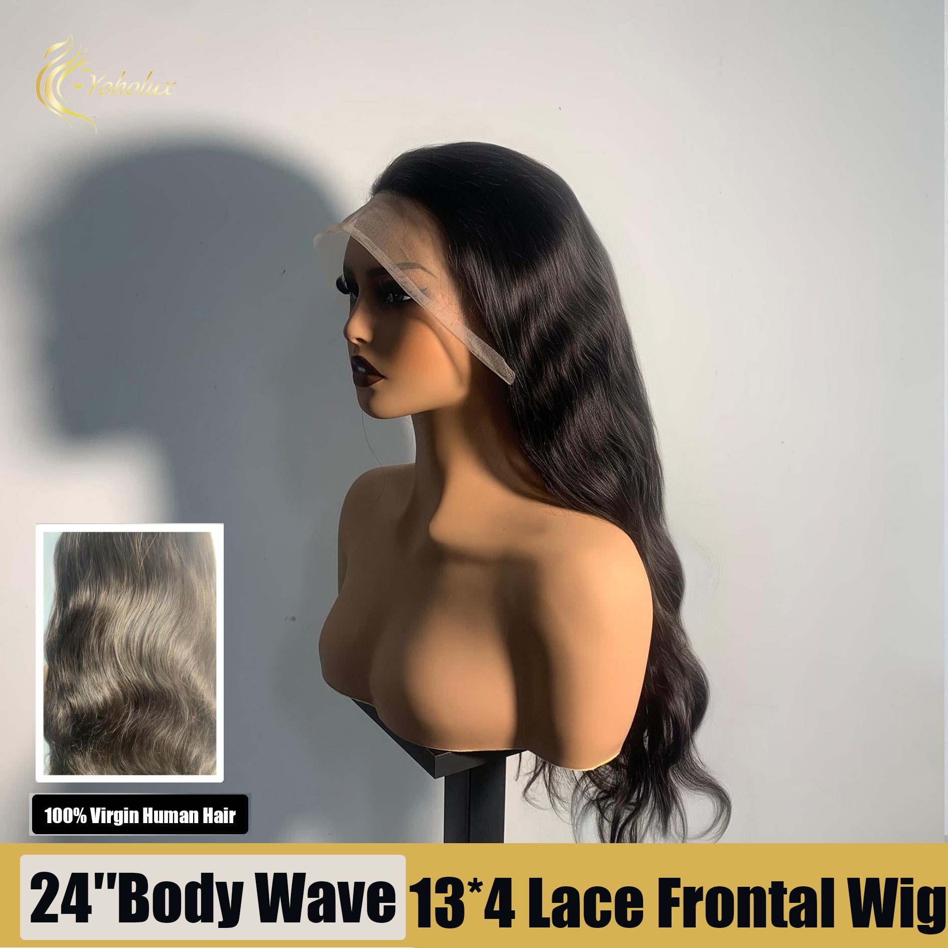 Yoholux Wig Natural Color Body Wave 13*4 Lace Frontal Wig