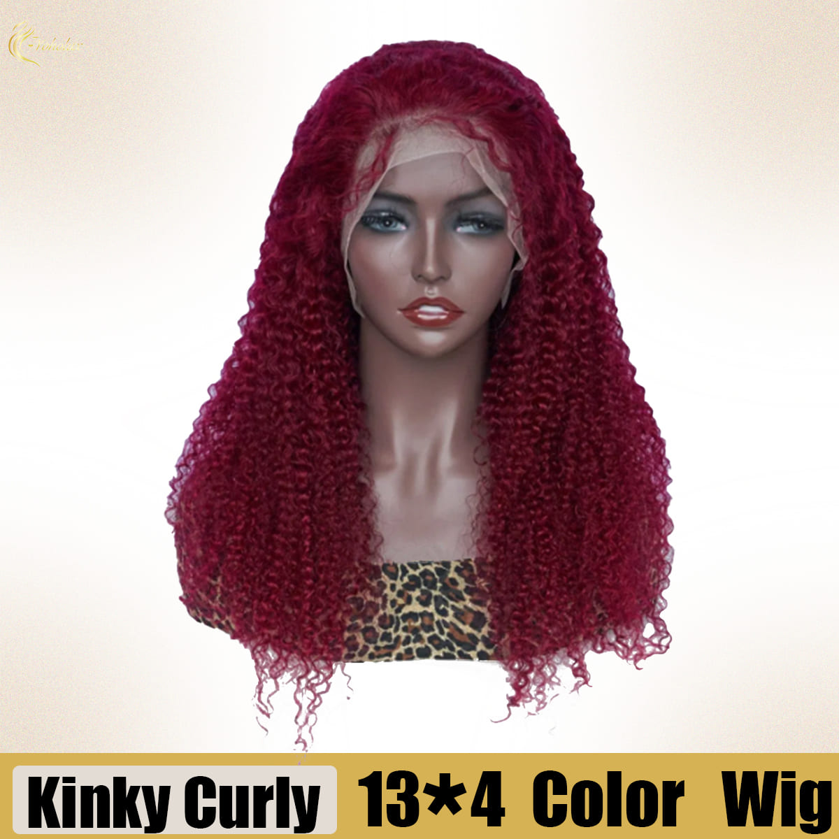 Yoholus Red Kinky Curly Wig with 13*4 Transparent Lace Frontal