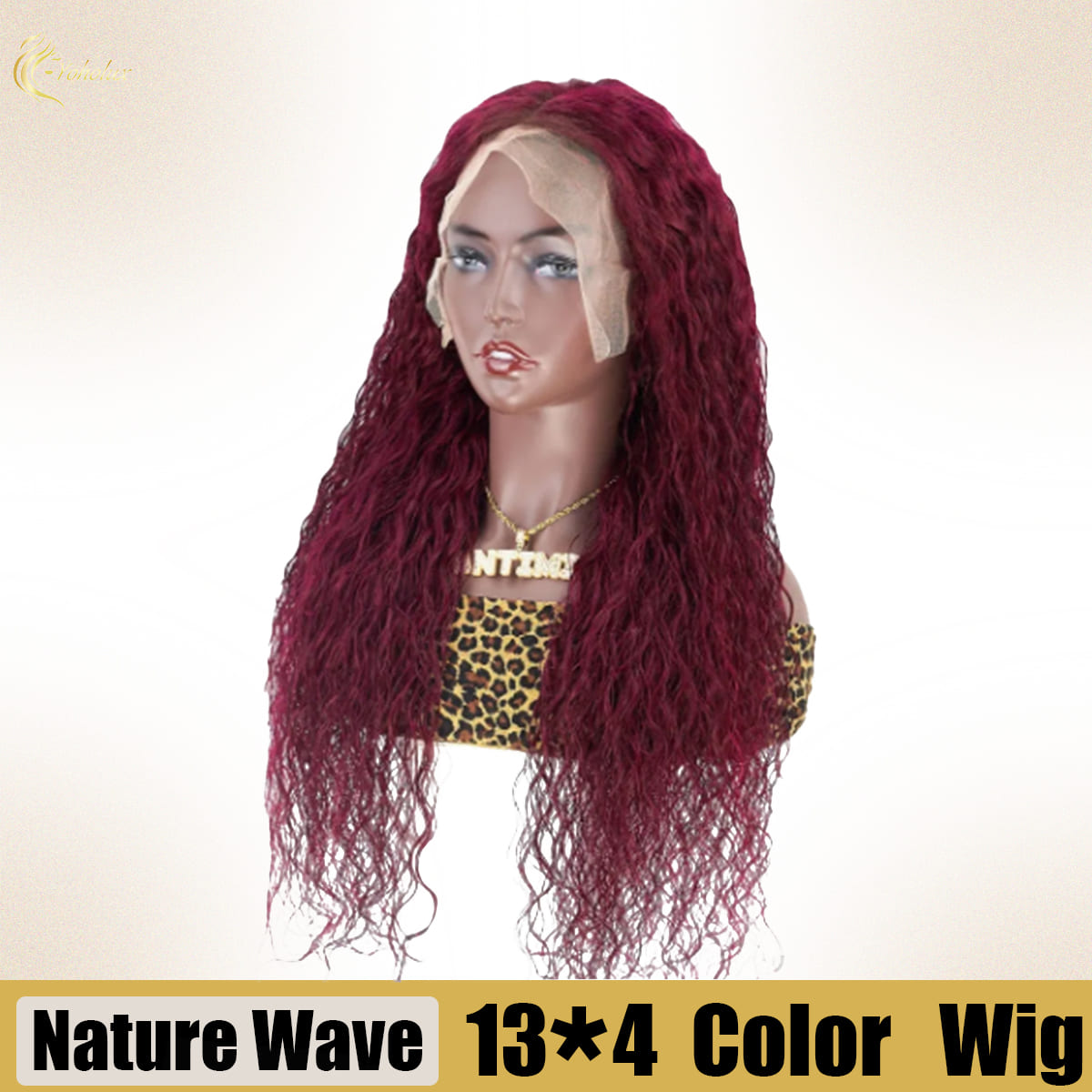 Yoholus Red Deep Wave Wig with 13*4 Transparent Lace Frontal