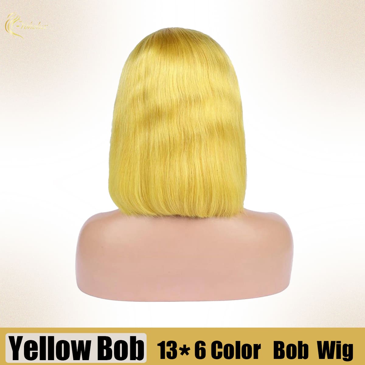 Yoholus Straight Yellow Bob Wig with 13*6 Transparent Lace