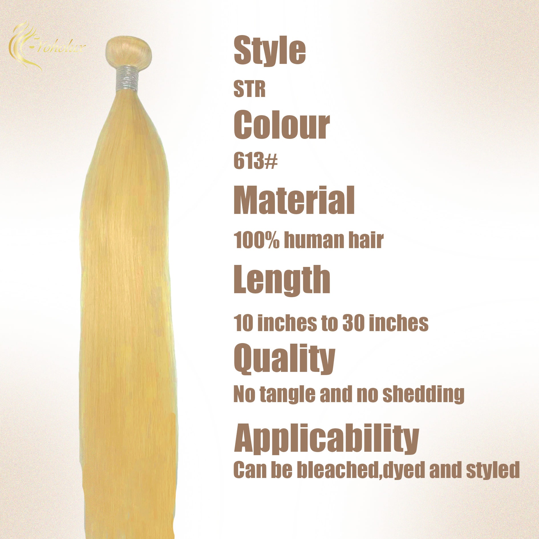 Yoholus 613 (Blonde) Straight 100% Human Hair Bundle