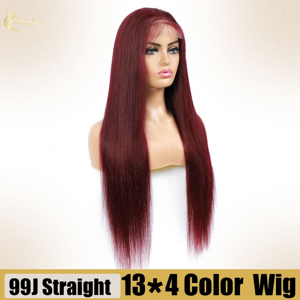 Yoholus 99J Straight Wig with 13*4 Transparent Lace Frontal