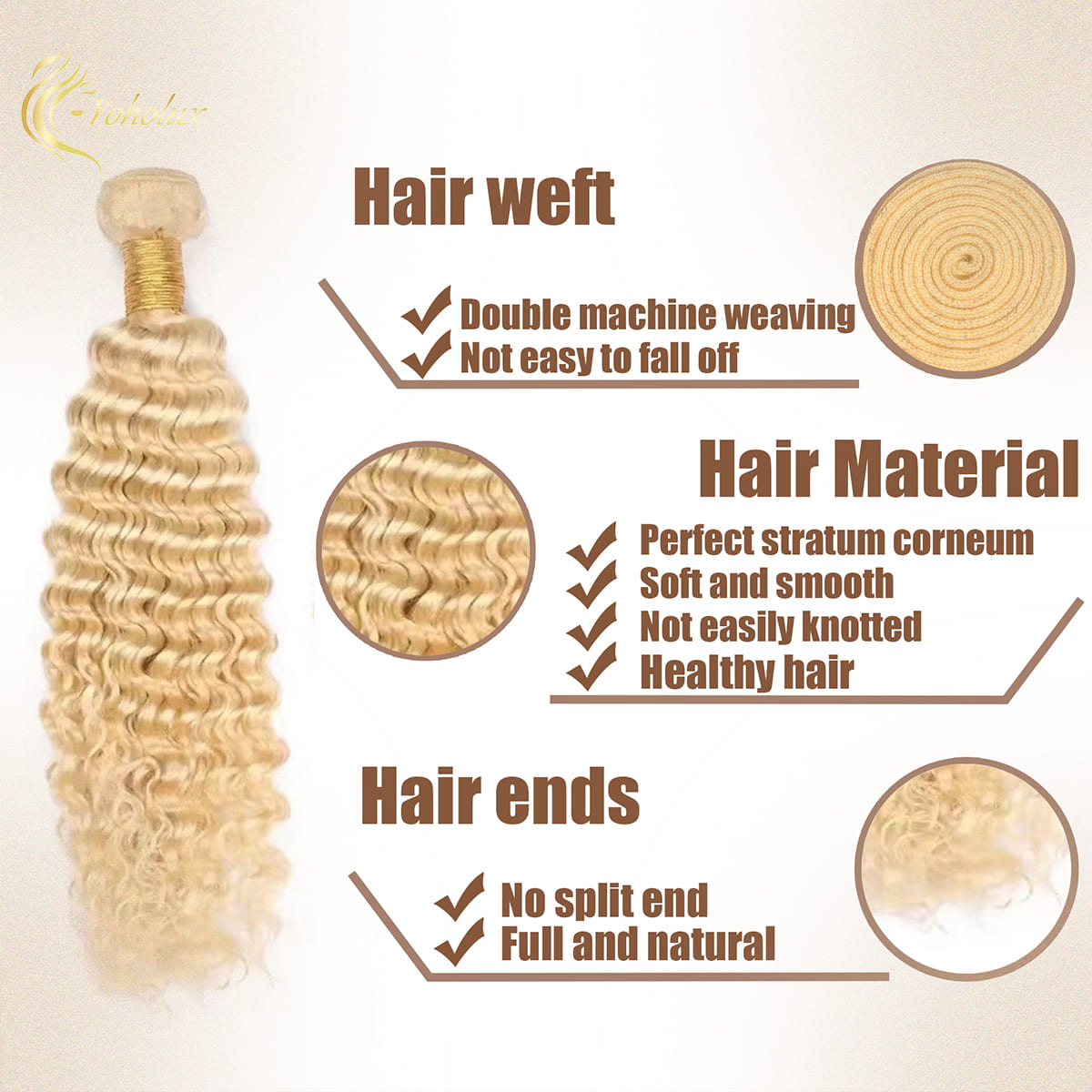 Yoholus 613 Deep Wave Hair Bundle 100% Human Hair