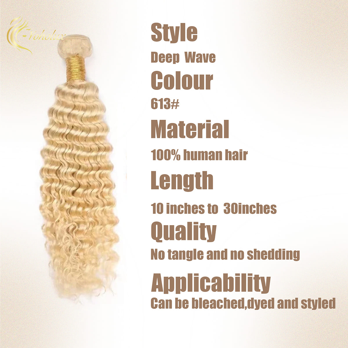 Yoholus 613 Deep Wave Hair Bundle 100% Human Hair