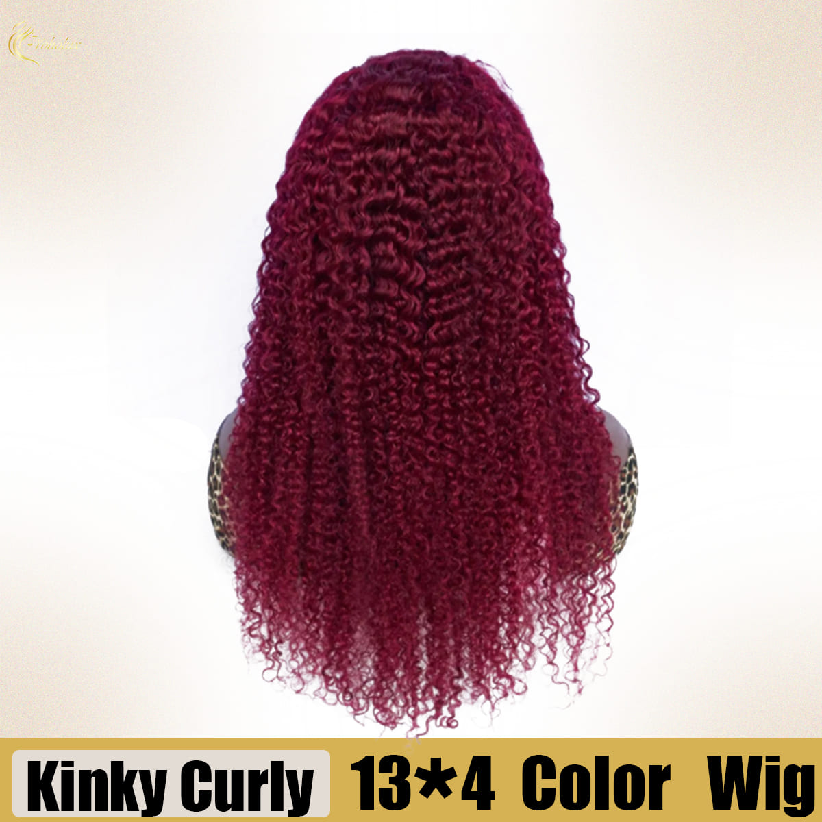 Yoholus Red Kinky Curly Wig with 13*4 Transparent Lace Frontal