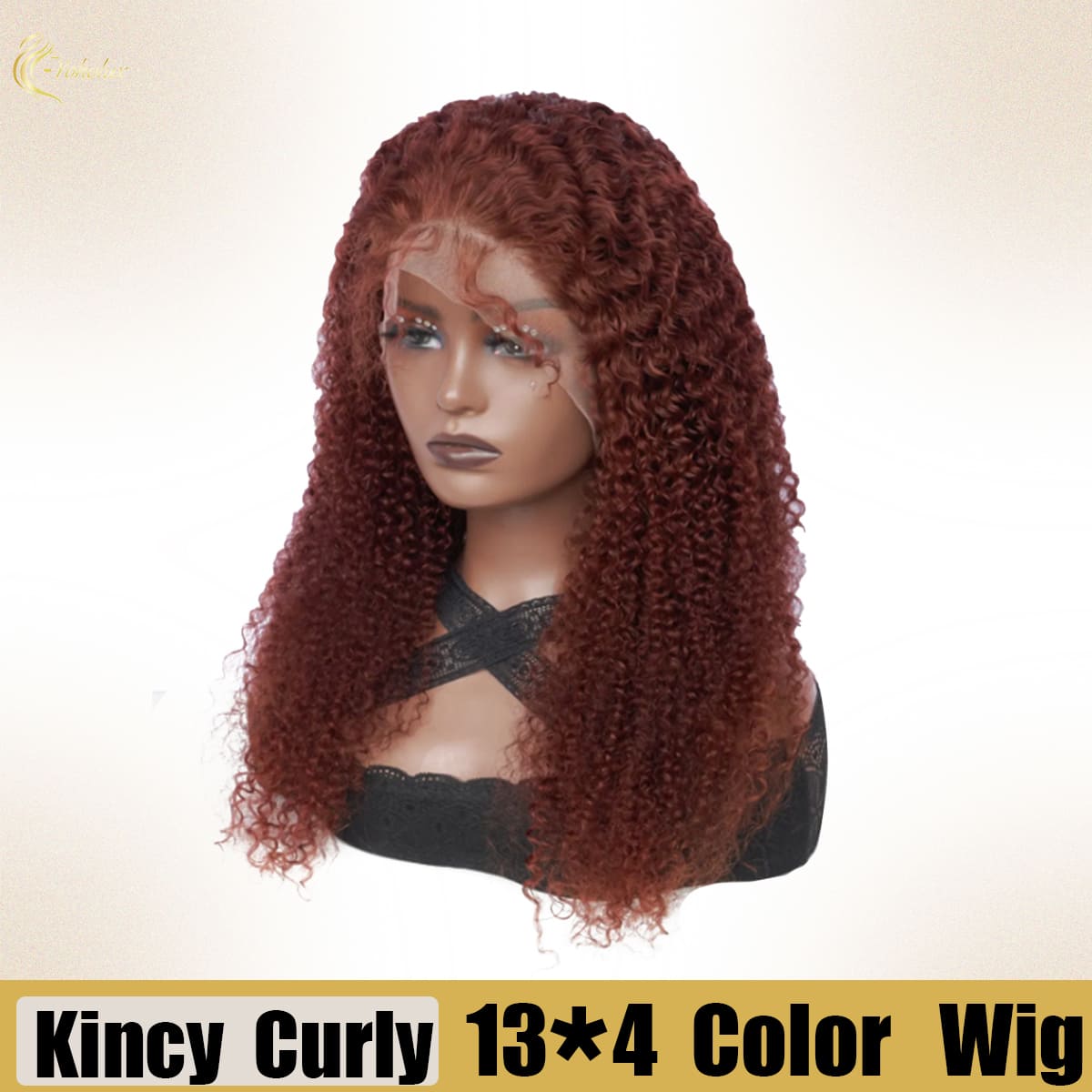 Yoholus Red Kincy Curly Wig with 13*4 Transparent Lace Frontal