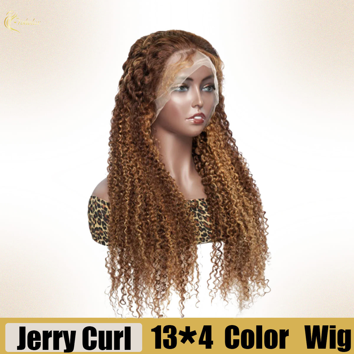 Yoholus P4-27 Jerry Curl Wig with 13*4 Transparent Lace Frontal