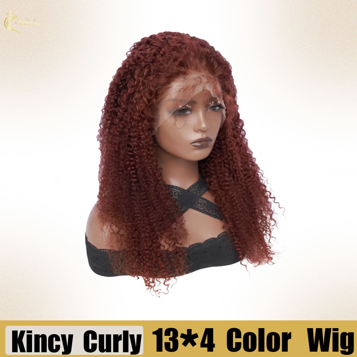 Yoholus Red Kincy Curly Wig with 13*4 Transparent Lace Frontal
