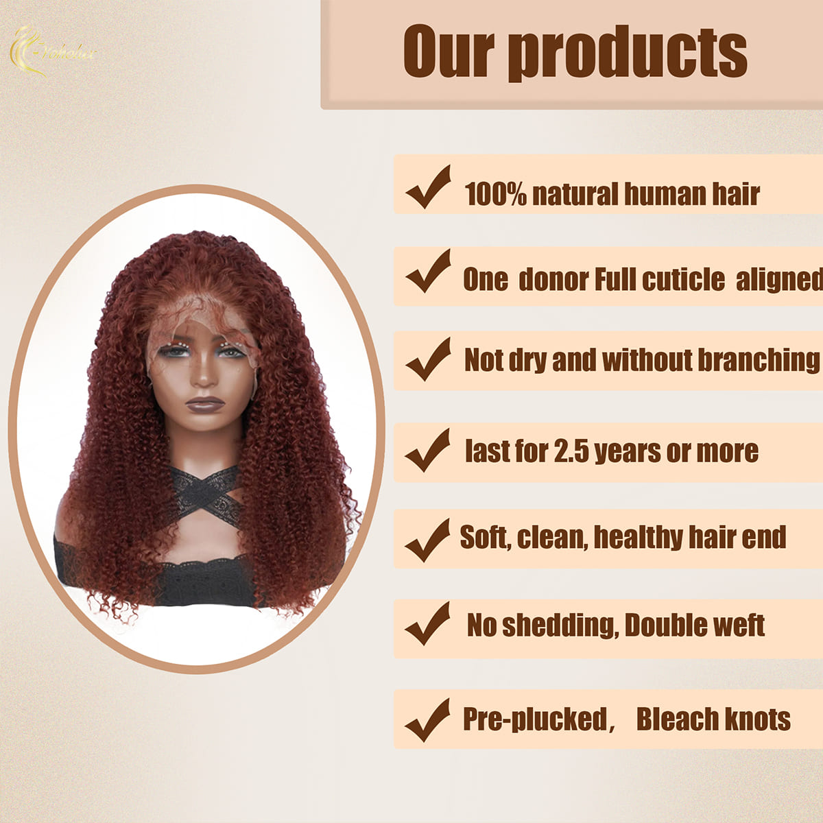 Yoholus Red Kincy Curly Wig with 13*4 Transparent Lace Frontal