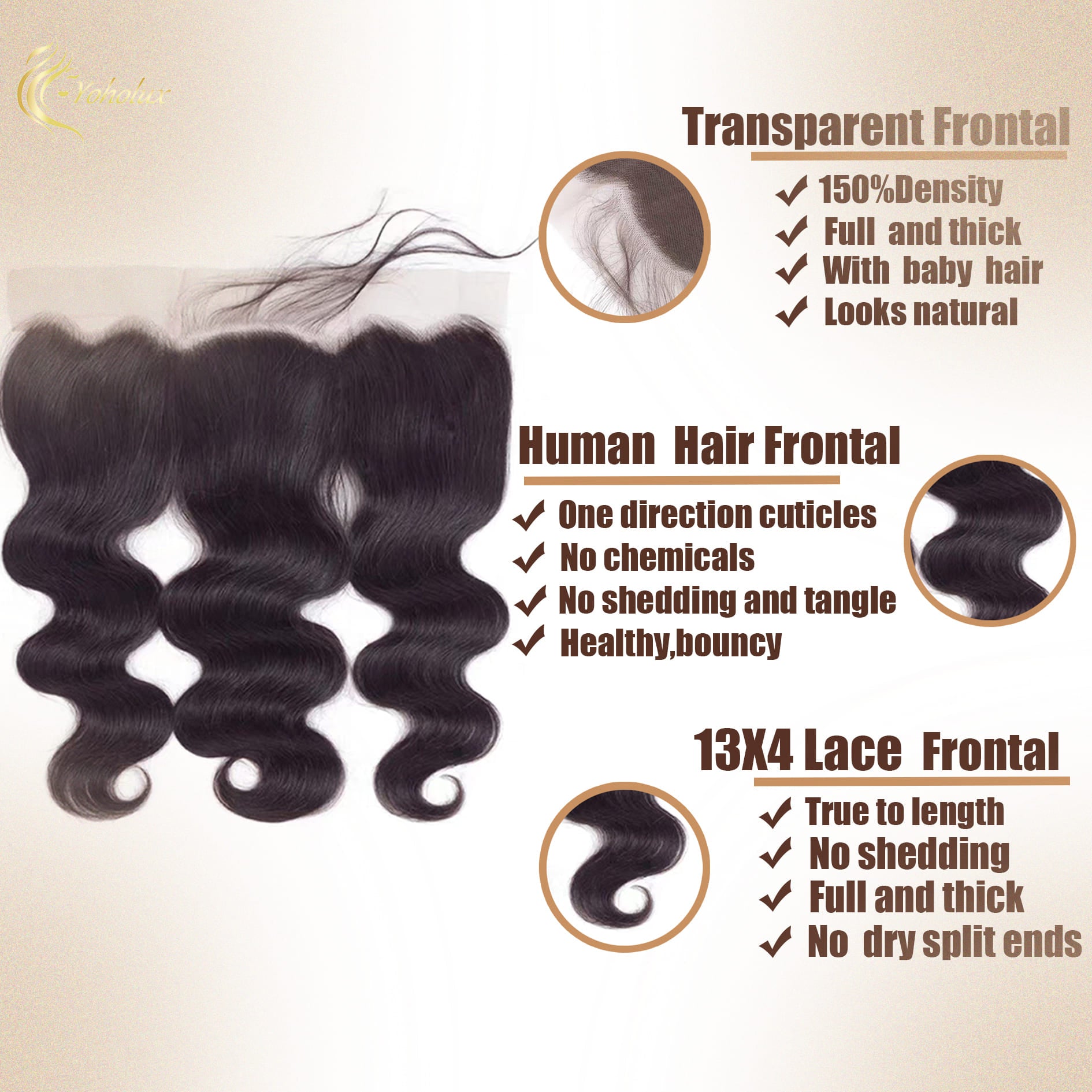 Yoholus 13*4 Transparent Lace Frontal Body Wave Human Hair