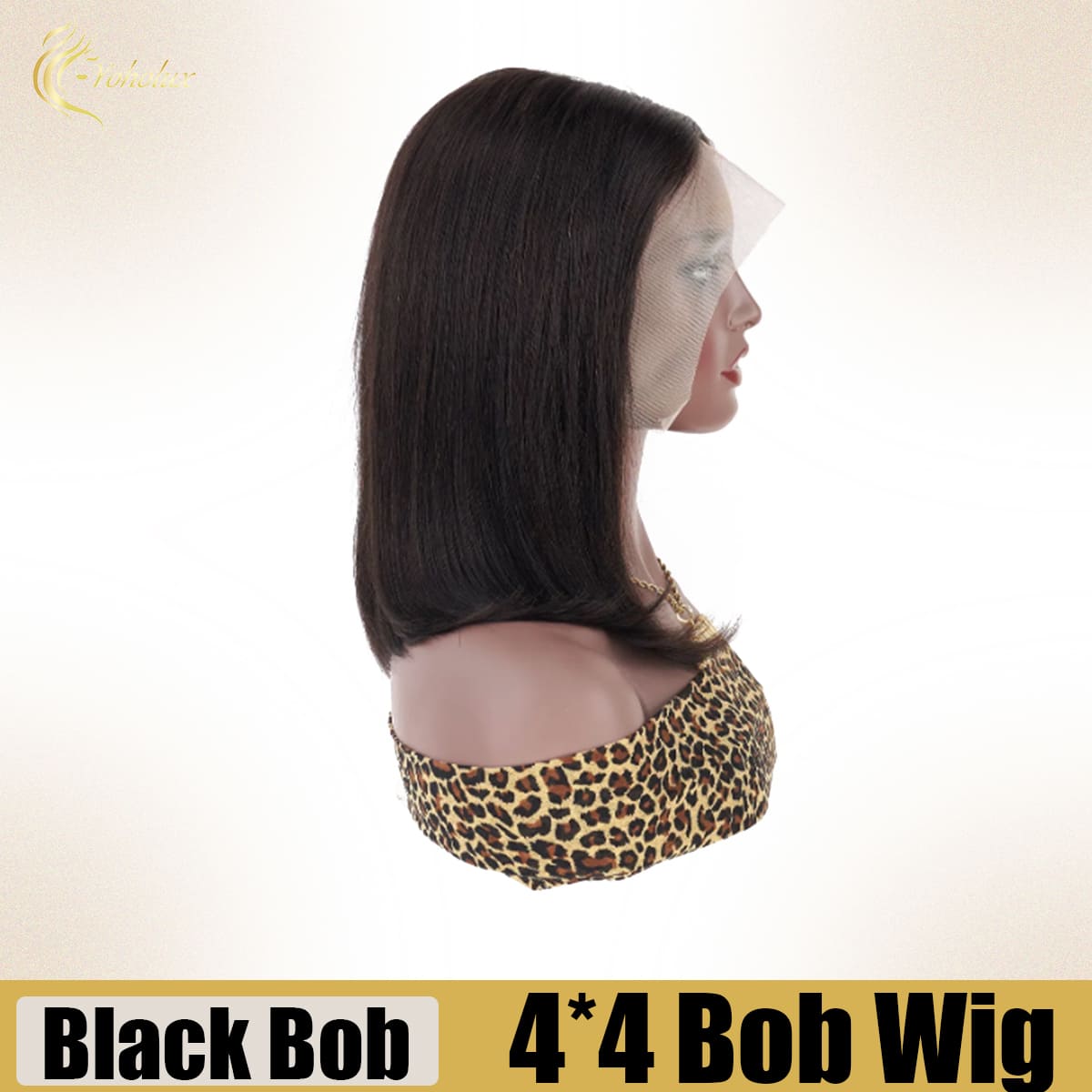 Yoholus Black Bob Wig with 13*6 Transparent Lace Frontal