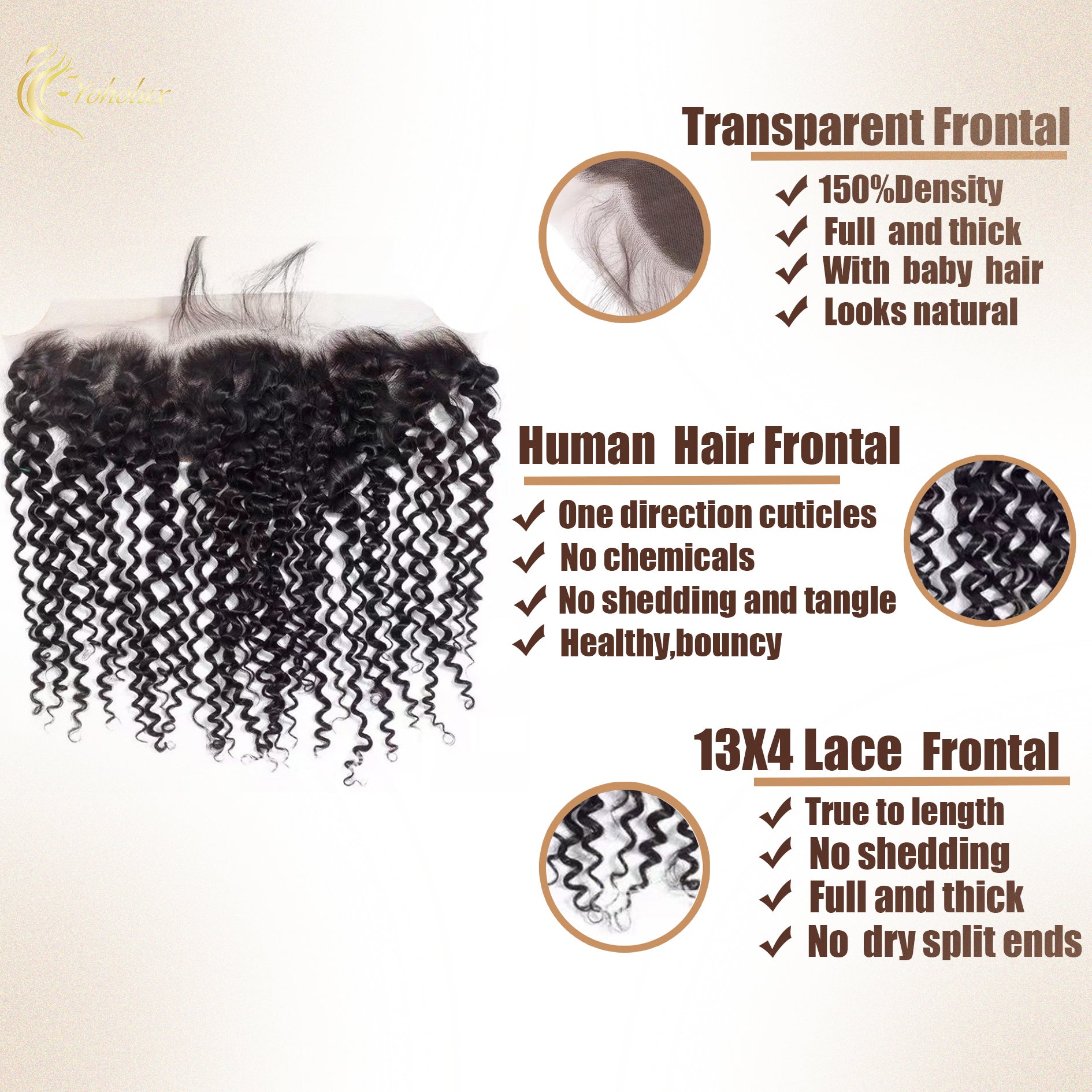 Yoholus 13*4 Transparent Lace Frontal Kinky Curl Human Hair