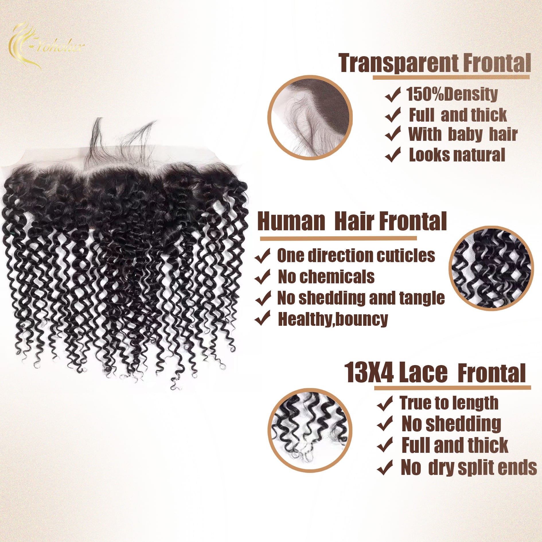 Yoholus 13*4 Transparent Lace Frontal Kinky Curl Human Hair
