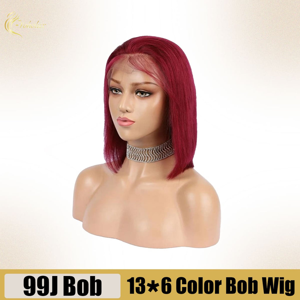 Yoholus Straight 99J Bob Wig With 13*6 Transparent Lace