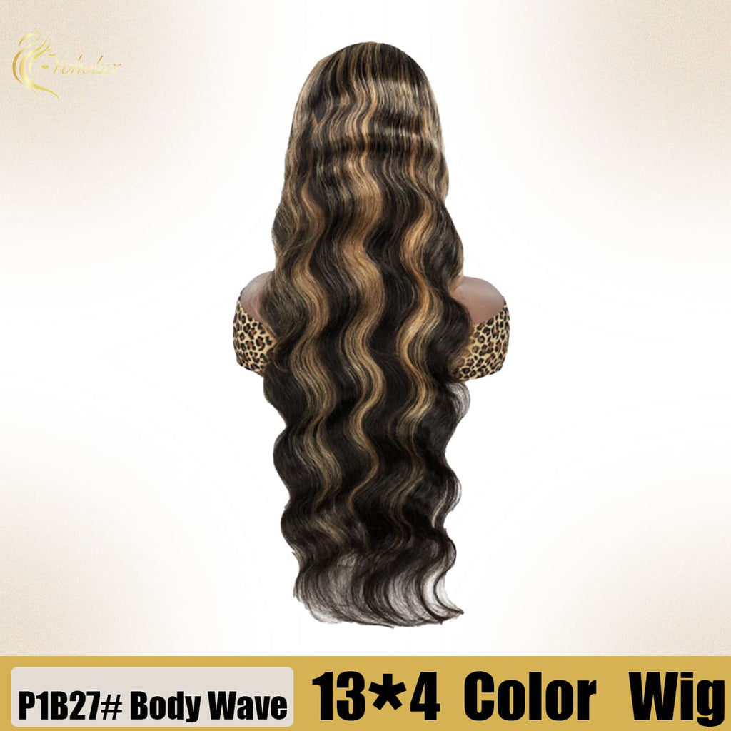 Yoholus P1b27# Body Wave Wig with 13*4 Transparent Lace Frontal